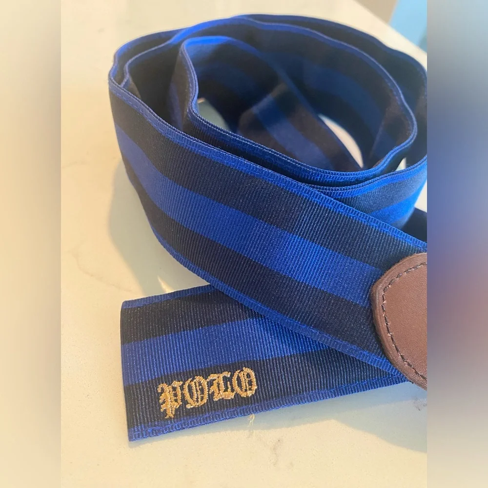Polo Ralph Lauren Fashion Belt Adjustable Buckle Blue Brown